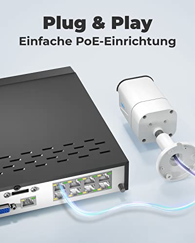 Reolink 4K Überwachungskamera Aussen Set, 4X 8MP PoE IP Kamera Überwachung mit Smarter Personenerkennung und Fahrzeugerkennung, 8CH 2TB HDD NVR für 24/7 Videoüberwachung, 30M Nachtsicht, RLK8-800D4 – Bild 4