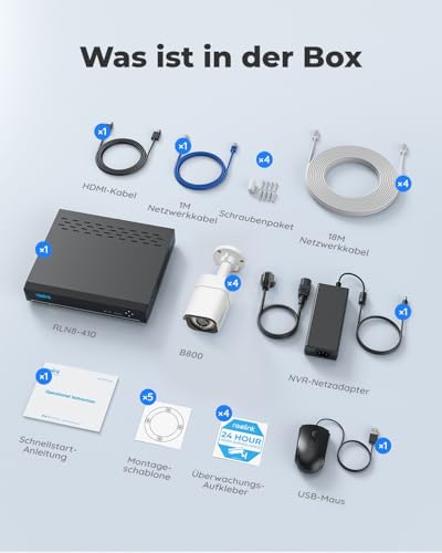 Reolink 4K Überwachungskamera Aussen Set, 4X 8MP PoE IP Kamera Überwachung mit Smarter Personenerkennung und Fahrzeugerkennung, 8CH 2TB HDD NVR für 24/7 Videoüberwachung, 30M Nachtsicht, RLK8-800D4 – Bild 8