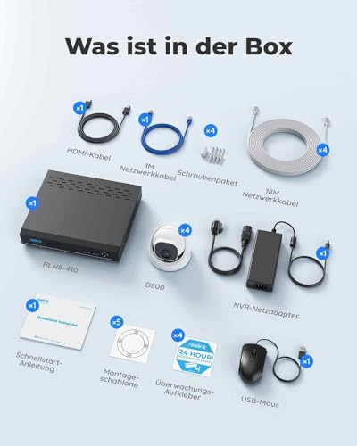Reolink 4K Überwachungskamera Aussen Set, 4X 8MP PoE IP Kamera Überwachung mit Smarter Personenerkennung und Fahrzeugerkennung, 8CH 2TB HDD NVR für 24/7 Videoüberwachung, 30M Nachtsicht, RLK8-800D4 – Bild 9