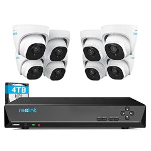 Reolink 4K Überwachungskamera Set, Videoüberwachung mit 8X 8MP PoE IP Kamera und 16CH 4TB HDD NVR, Personenerkennung und Fahrzeugerkennung, IP66, 30M IR Nachtsicht für Aussen, Innen, RLK16-800D8