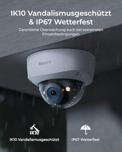 Reolink 12MP Vandalismusgeschützte PoE-Sicherheitskamera mit 145° Weitwinkel, Farbnachtsicht, Zwei-Wege-Audio, Smarter Personen-/Fahrzeug-/Tiererkennung & IP67 Wetterschutz, RLC-1240A – Bild 4