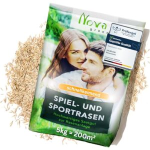 Rasensamen schnellkeimend 5kg = 200m² Sport und Spiel Sommer Premium | SEHR GUT getestet - trockenresistent | Ideal für Neuansaat und Nachsaat