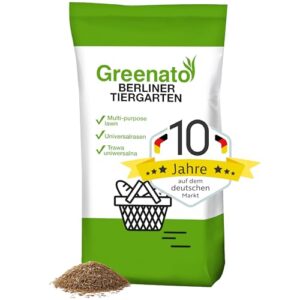20kg schnellwachsender Rasensamen Greenato Berliner Tiergarten - Rasensamen schnellkeimend Frühjahr und Herbst – Grassamen für Zierrasen oder Spielrasen - Schattenrasensamen für 800 m²