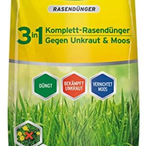 Substral 3 in 1 Komplett Rasendünger mit Unkrautvernichter und Moosvernichter, 14 kg für 400 m², grün