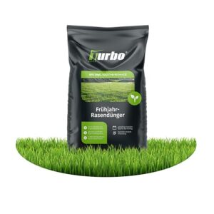 Turbogrün Rasendünger Frühjahr 20kg, gesunder Rasen verdrängt Moos, Ideal für Frühjahr und Sommer, geeignet für Streuwagen, staubarmes Granulat, Rasen dünger
