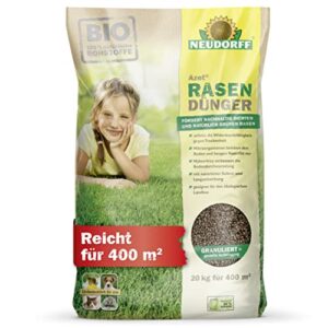 Neudorff Azet RasenDünger – Bio Rasendünger für 400 m² sorgt für eine dichte, grüne und strapazierfähige Rasenfläche mit 6 Monaten Langzeitwirkung, 20 kg