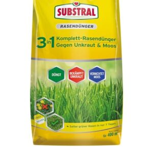 Substral 3in1 Komplettrasendünger, 14 kg für 400m² Rasenfläche, mit Unkrautvernichter und Moosvernichter