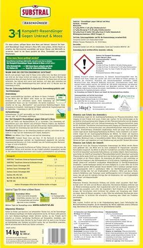 Substral 3in1 Komplettrasendünger, 14 kg für 400m² Rasenfläche, mit Unkrautvernichter und Moosvernichter – Bild 2