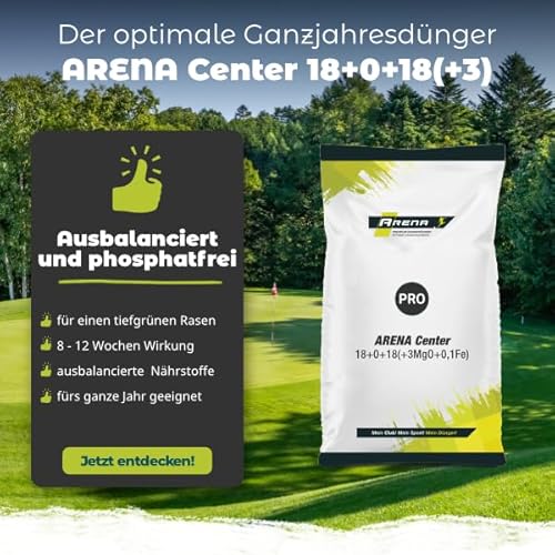 ARENA Rasendünger Sommerdünger 20kg I idealer Langzeitdünger im Sommer I 3 Monate Langzeitwirkung I Center 18 0 18( 2MgO 1Fe) – Bild 2