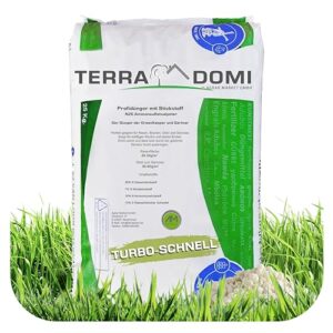 Turbo Schnell Grün 25kg Rasendünger Frühjahr und Sommer I N26 Stickstoffdünger I Ideal bei Hitzestress I Gesunder, Grüner Rasen dank Wachstumsschub | Dünger für Rasen, Blumen, Obst & Gemüse