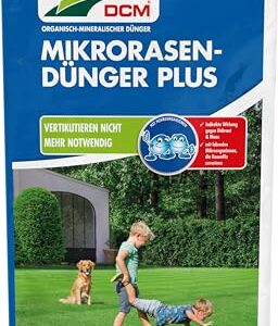 CUXIN DCM Mikrorasen-Dünger Plus - Langzeit Rasendünger - MINIGRAN® TECHNOLOGY - Kein Vertikutieren nötig - organisch-mineralischer NPK-Dünger- 20 KG für 400qm