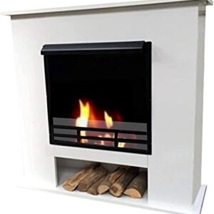 Ethanol und Gelkamin Kamin Kaminofen Modell 001W Deluxe Weiß (Auswahl mit oder ohne Sicherheitsglas) (Mit Sicherheitsglas)