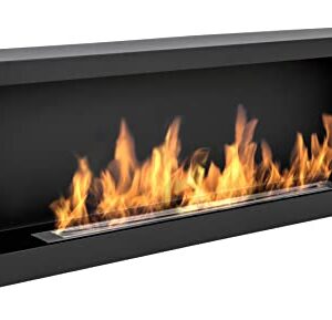 Biokamin S-Line Box 120cm. Bio ethanolkamin 1200 mm schwarz matt, wandkamin. An der Wand befestigter Bio Ethanol Kamin mit aufgebauten Seiten. Wängender bioethanol Kamin ohne Glas.