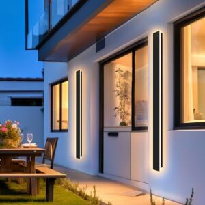 Alternative view of Lange Wandleuchte Villa Wandleuchte Schwarze Wandleuchte Wasserdicht Ip65 Aluminium Acryl Außen LED Wandleuchte für Gärten, Terrassen,Schlafzimmer Wohnzimmer Innen wandleuchte,150cm/48w,Warm light