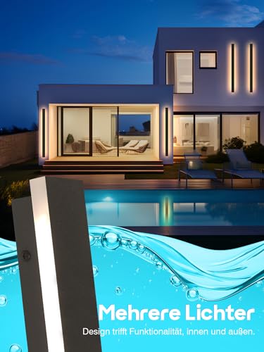 Lange Wandleuchte Villa Wandleuchte Schwarze Wandleuchte Wasserdicht Ip65 Aluminium Acryl Außen LED Wandleuchte für Gärten, Terrassen,Schlafzimmer Wohnzimmer Innen wandleuchte,150cm/48w,Warm light – Bild 4