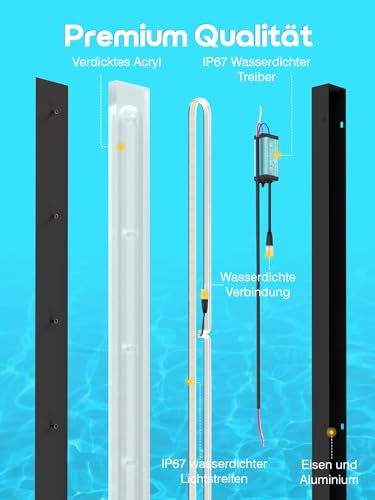 Lange Wandleuchte Villa Wandleuchte Schwarze Wandleuchte Wasserdicht Ip65 Aluminium Acryl Außen LED Wandleuchte für Gärten, Terrassen,Schlafzimmer Wohnzimmer Innen wandleuchte,150cm/48w,Warm light – Bild 6