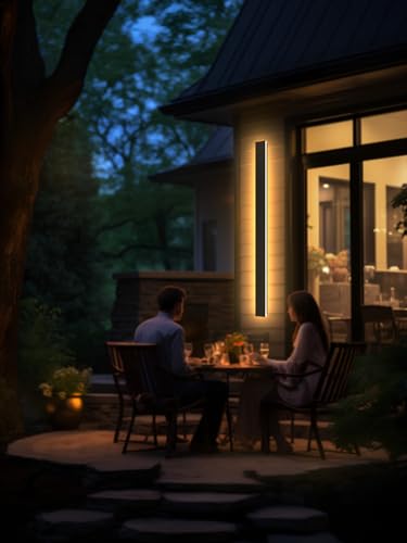 Lange Wandleuchte Villa Wandleuchte Schwarze Wandleuchte Wasserdicht Ip65 Aluminium Acryl Außen LED Wandleuchte für Gärten, Terrassen,Schlafzimmer Wohnzimmer Innen wandleuchte,150cm/48w,Warm light – Bild 8