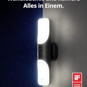 Alternative view of eufy Security Kabelgebundene Wall Light Cam S100, Außenleuchte mit Kamera, 2K Überwachung, 1200 Lumen, Farbige Nachtsicht, KI Erkennung, IP65 Wasserschutz, Gebührenfrei