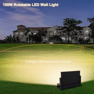 Alternative view of ledmo 150W Wandleuchte Aussen 17000LM LED Strahler Warmweiß 3000K Außenwandleuchte mit 360° Schwenkbar LED Panel Außenlampe Wasserdicht IP65