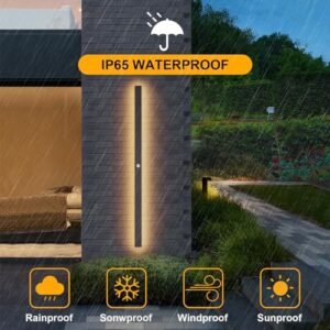 Alternative view of K-Bright Außenwandleuchten mit Bewegungsmelder, LED Wandleuchte Aussen Wasserdicht IP65 Villa Wandlampe Lange, Schwarz Modern Aussenlampe Warmweiß 3000K für Gärten Garage (120cm)