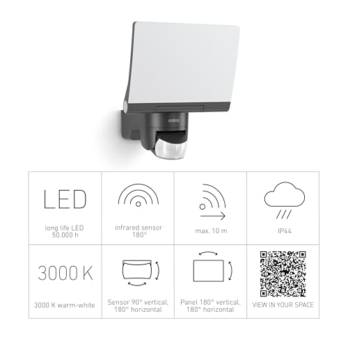 Steinel LED-Strahler XLED Home 2 XL S graphit, 2124 lm, 180° Bewegungsmelder, 19,3 W, voll schwenkbar, LED Flutlicht, 3000 K – Bild 5