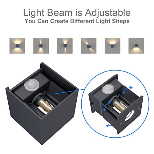 Klighten 4Pack LED Wandleuchte mit Bewegungsmelder Innen/Außen 3000K Außenlampe mit Bewegungsmelder Wandlampe Einstellbar Abstrahlwinkel, mit Austauschbarer G9 LED Lampe (Anthrazit) – Bild 3