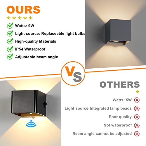 Klighten 4Pack LED Wandleuchte mit Bewegungsmelder Innen/Außen 3000K Außenlampe mit Bewegungsmelder Wandlampe Einstellbar Abstrahlwinkel, mit Austauschbarer G9 LED Lampe (Anthrazit) – Bild 6