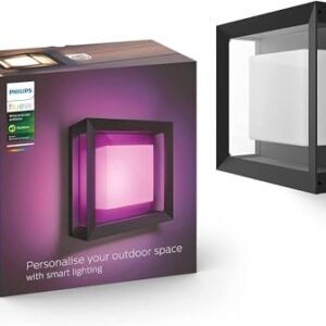 Philips Hue White and Color Ambiance LED Wandleuchte Econic (quadratisch)|für den Aussenbereich|dimmbar|bis zu 16 Millionen Farben|steuerbar via App|kompatibel mit Amazon