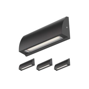 ledscom.de 4 Stück LED Wandleuchte/Treppenlicht SEGIN für außen, IP54, flach, Downlight, schwarz matt, eckig, 6,2 W, 566lm, warmweiß
