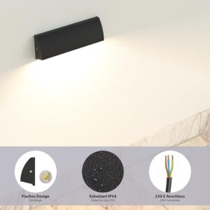Alternative view of ledscom.de 4 Stück LED Wandleuchte/Treppenlicht SEGIN für außen, IP54, flach, Downlight, schwarz matt, eckig, 6,2 W, 566lm, warmweiß