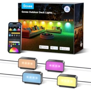 Govee Outdoor Zaun Wandleuchte Außen Funktioniert mit Matter und Alexa, RGBWIC Zaunleuchte mit 4000K weißem Licht, Musikmodus und 60 Szenenmodi für Zaun Terrasse Garten Wand, IP65 Wasserdicht,12 Stück