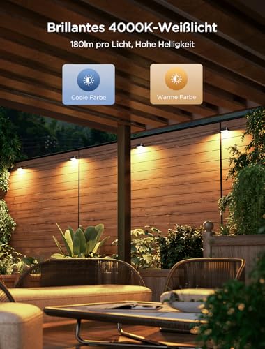 Govee Outdoor Zaun Wandleuchte Außen Funktioniert mit Matter und Alexa, RGBWIC Zaunleuchte mit 4000K weißem Licht, Musikmodus und 60 Szenenmodi für Zaun Terrasse Garten Wand, IP65 Wasserdicht,12 Stück – Bild 3