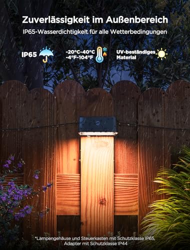 Govee Outdoor Zaun Wandleuchte Außen Funktioniert mit Matter und Alexa, RGBWIC Zaunleuchte mit 4000K weißem Licht, Musikmodus und 60 Szenenmodi für Zaun Terrasse Garten Wand, IP65 Wasserdicht,12 Stück – Bild 5
