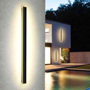 brightower Lange Villa Wandleuchte Schwarz, Außenwandleuchte Wasserdicht Ip65, Aluminium Acryl Außenlampe für Gärten, Terrassen, Schlafzimmer Wohnzimmer Innen, Warm light (150cm)