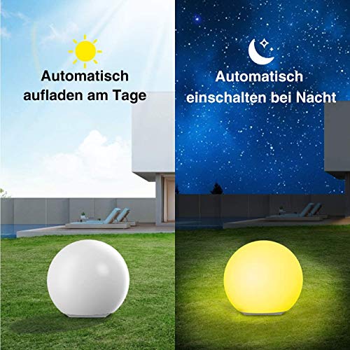 Solarlampen für außen, infray Solarleuchten für außen, Solar Gartenleuchten 30cm Solarkugel mit 9 Modi Leuchte, IP67 Wasserdicht LED Solarleuchten – Bild 2