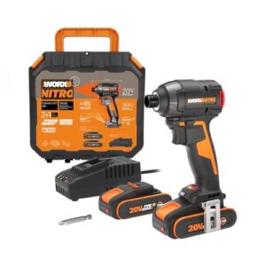 WORX Nitro Akku-Schlagschrauber 20V WX265 - leistungsstarker Brushless Motor - 3 Geschwindigkeitsstufe & 2 Modi - 200Nm Drehmoment - 3400 U/min - leicht & kompakt - inkl. 2x 2Ah Akkus & Ladegerät