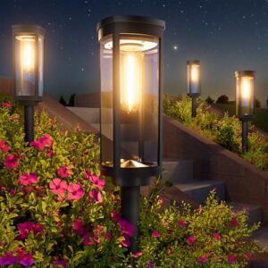 EDISONFIRE Sehr Hell Solarlampen für Außen Garten, 8 Stücke Gartenleuchten Solar Warmweiß, IP65 Wasserdicht Solarleuchten Garten Außenbeleuchtung Wegeleuchte Deko für Außen Garten Terrasse Pfad Rasen