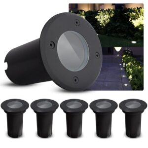 SSC-LUXon 6er Set Bodenstrahler KALPA schwarz 230V IP67 spritzwassergeschützt, befahrbar & rostbeständig - Optimal für Pfade, Terrassen & Außenbereiche
