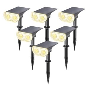 Linkind Solarlampen für Außen Garten 800Lm, 3000K Warmweiß Solar Strahler, IP65 Wasserdicht Gartenleuchten 22-LEDs, 3 Helligkeit Solarleuchten für Außen Garten, Hof, Gehweg, 6 Stück