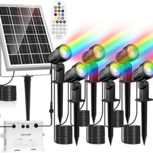 MEIKEE Solarlampen für Außen mit Fernbedienung 10 Farbe 30 Zyklusmodi Gartenbeleuchtung Bunt Auto ON/OFF Timer Gartenleuchte IP66 Wasserdicht Solarstrahler für Außen Garten Pfad Bäume Balkon 6 Stück