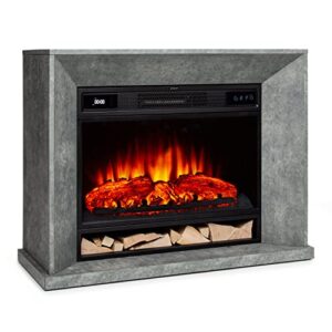 Klarstein Crater Lake Elektrokamin 1900 W, Kamin Elektrisch mit LED-Technik, Fernbedienung, Thermostat, Kamin Elektro in Beton-Optik