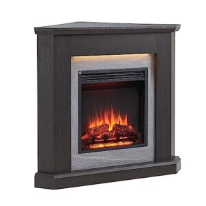BALDERIA Elektrokamin Pegasos | Elektrischer Eckkamin, 3D-Flammeneffekt, LED-Ambientebeleuchtung, Heizung 2000W, Timer, Thermostat, Überhitzungsschutz, Fernbedienung | Dunkle Eiche