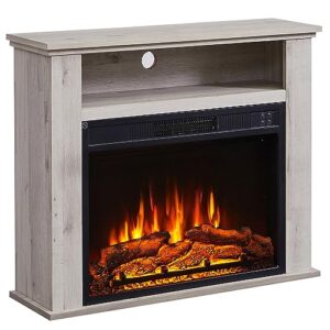BALDERIA Elektrokamin Frida | Elektrischer Standkamin mit zusätzlichem Fach | 3D-Flammeneffekt | Elektro Heizung 2000W | Kamin mit Fernbedienung, Startsteuerung, Timer & Thermostat | Dunkle Eiche