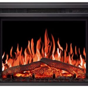 ArtiFlame Elektrokamin AF24 Multicolor, Elektrischer Einbaukamin mit Heizung 900/1800 W, realistischer 3D-Flammeneffekt, LED-Beleuchtung, Fernbedienung, Timer, Thermostat, Knistereffekt, Schwarz