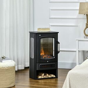 Alternative view of HOMCOM LED Elektrokamin Standkamin Kaminofen mit Flammeneffekt 1000/2000W Innenraumheizung Heizlüfter Panorama-Sichtfenster Elektrischer Kamin mit Heizung 2 Heizstufen Stahl Schwarz 44,5 x 32 x 74 cm