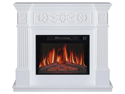 ArtiFlame Elektrokamin Toscana AF23S, Elektrischer Standkamin mit Heizung 1800 W, realistischer 3D-Flammeneffekt, LED-Beleuchtung, Fernbedienung, Timer, Thermostat, Knistereffekt, MDF (Weiß)