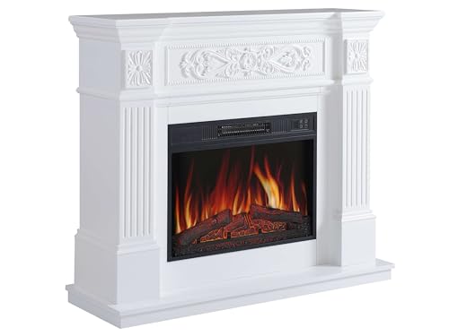 ArtiFlame Elektrokamin Toscana AF23S, Elektrischer Standkamin mit Heizung 1800 W, realistischer 3D-Flammeneffekt, LED-Beleuchtung, Fernbedienung, Timer, Thermostat, Knistereffekt, MDF (Weiß) – Bild 2
