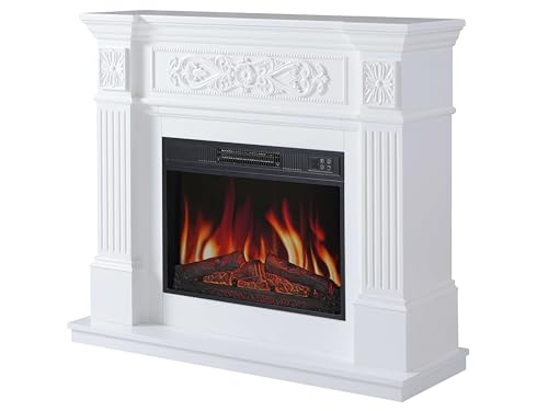 ArtiFlame Elektrokamin Toscana AF23S, Elektrischer Standkamin mit Heizung 1800 W, realistischer 3D-Flammeneffekt, LED-Beleuchtung, Fernbedienung, Timer, Thermostat, Knistereffekt, MDF (Weiß) – Bild 3