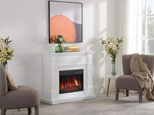 ArtiFlame Elektrokamin Toscana AF23S, Elektrischer Standkamin mit Heizung 1800 W, realistischer 3D-Flammeneffekt, LED-Beleuchtung, Fernbedienung, Timer, Thermostat, Knistereffekt, MDF (Weiß) – Bild 5
