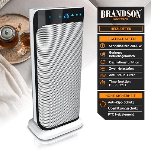 Brandson - Heizlüfter mit Fernbedienung - Preisträger - energiesparend leise Keramik-Heizlüfter Badezimmer - Oszillationsfunktion - Timer - Heizung Heater - GS zertifiziert – Bild 2